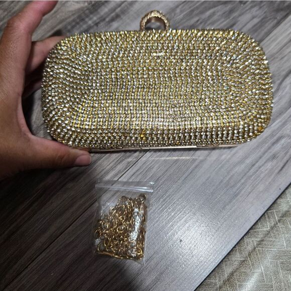 Women Rhinestone Clutch Handbag Evening Sparkly Wedding Purse Bag Glitter Bridal - Picture 7 of 16